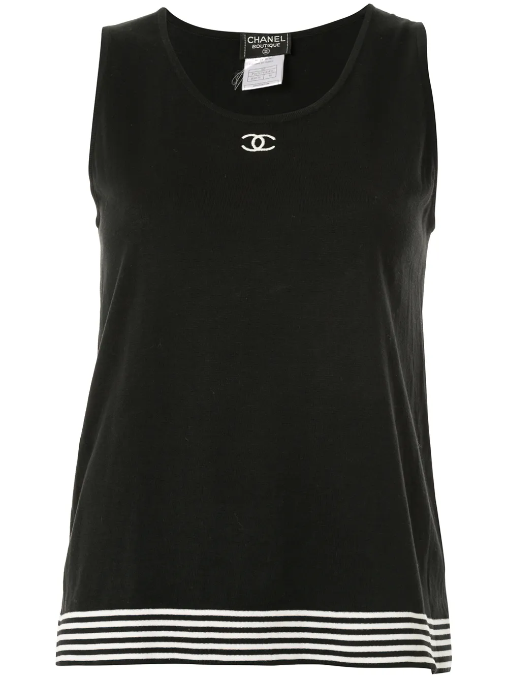 

CHANEL Pre-Owned camiseta con logo CC y rayas 1998 - Negro