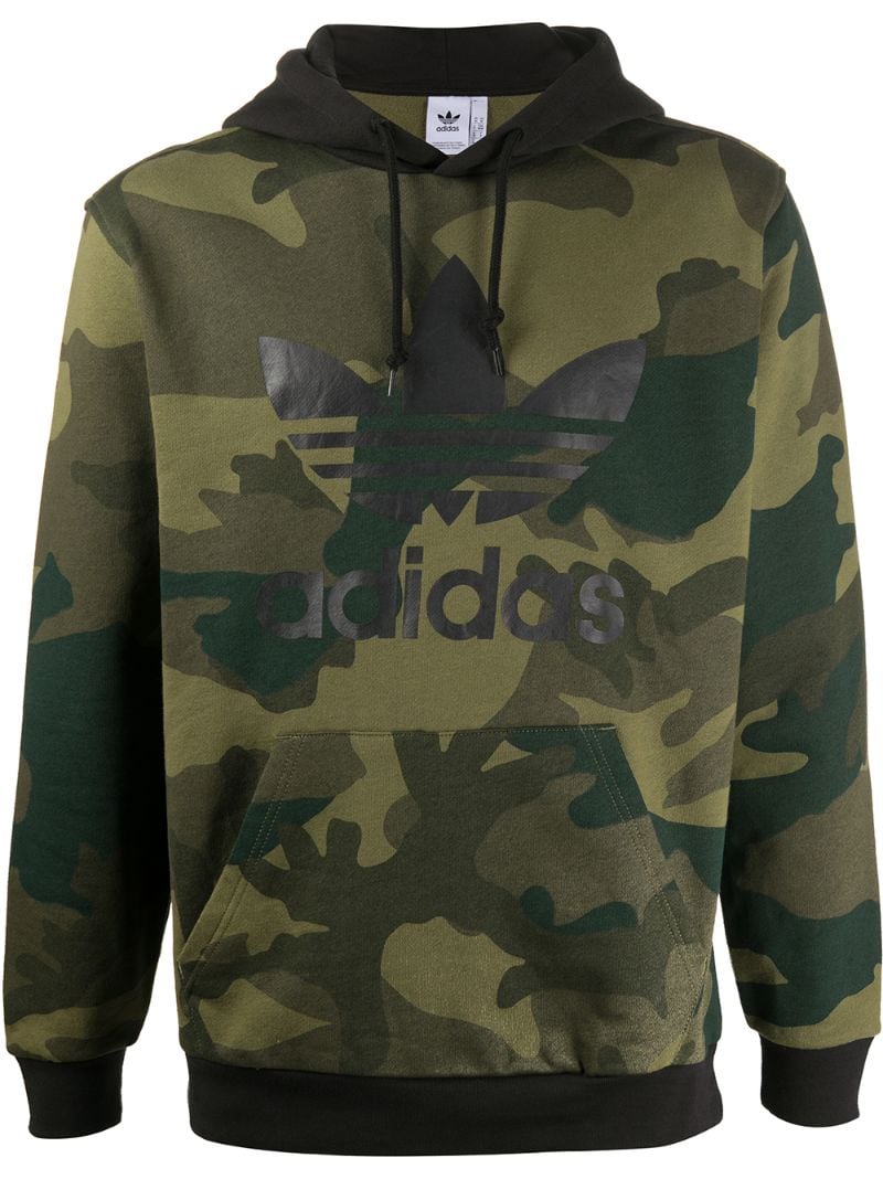 Adidas Originals Camouflage Print Hoodie In Green