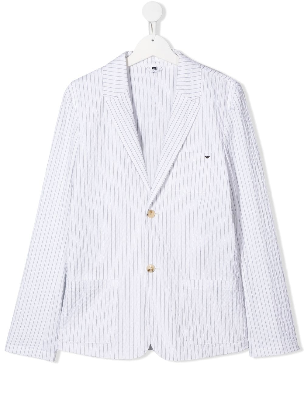 Shop Emporio Armani Teen Pinstripe Blazer In White