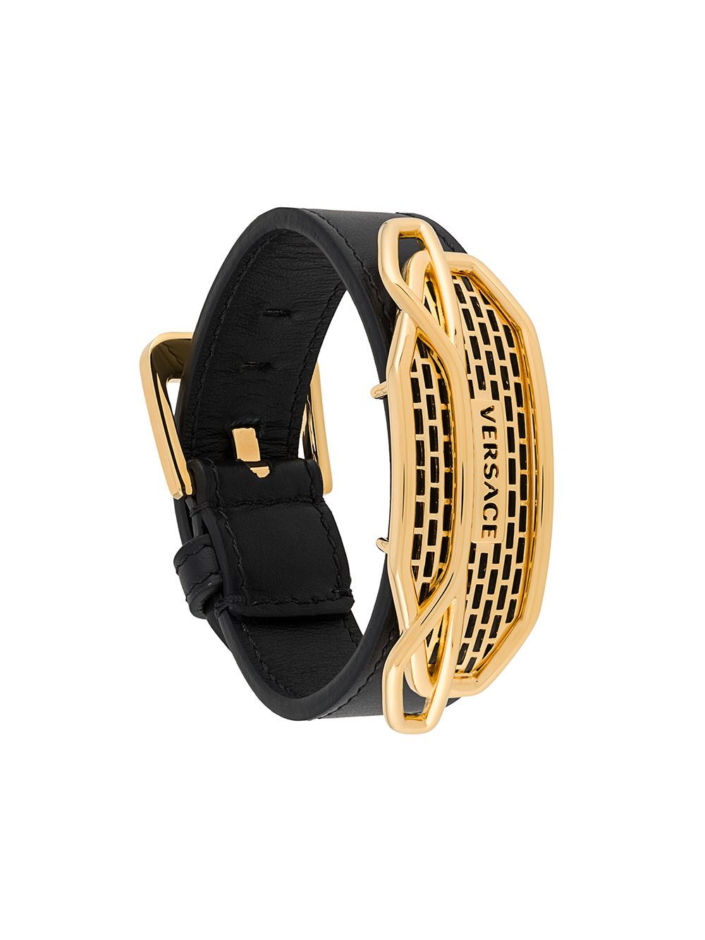 Versace Logo Belt Bracelet In Black