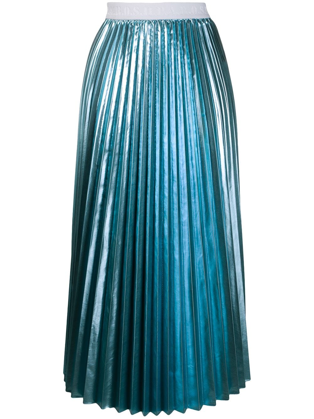 P.a.r.o.s.h Pleated Midi Skirt In Blue