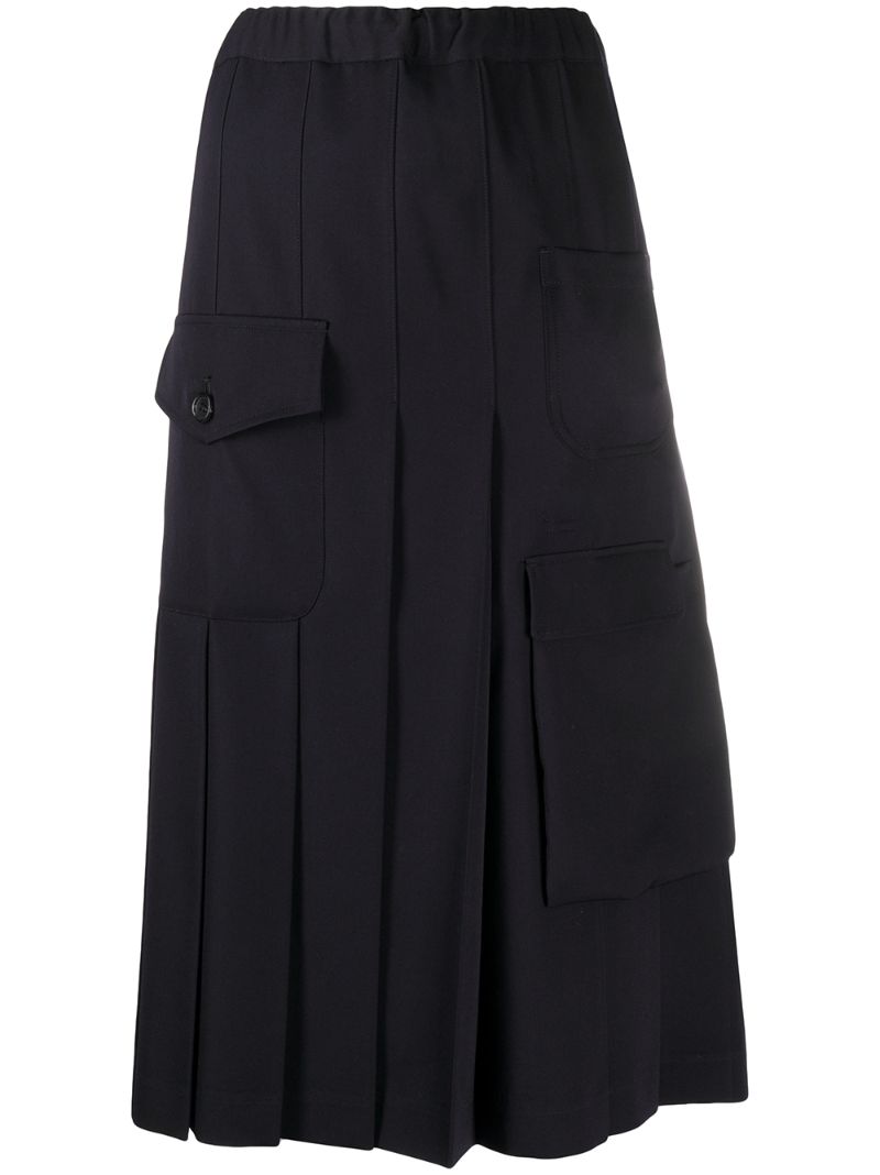 Comme Des Garçons Comme Des Garçons Pleated Midi Skirt In Blue