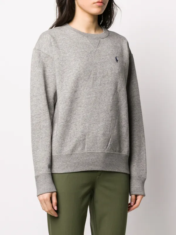 Polo Ralph Lauren Logo Embroidered Sweatshirt | Grey | FARFETCH