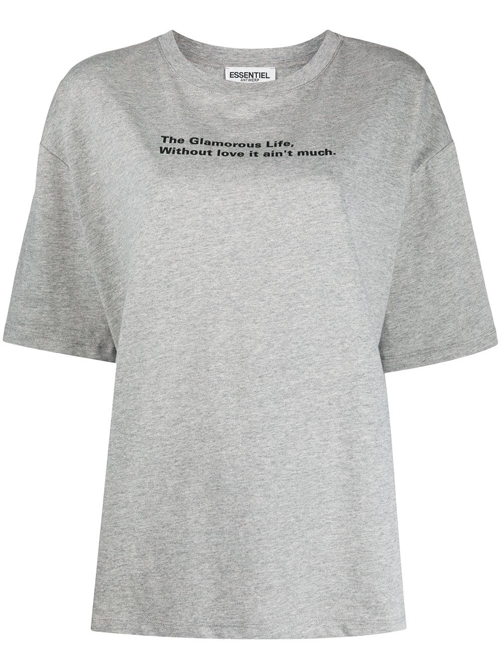 Essentiel Antwerp Vain Lyric-print Cotton T-shirt In Grey