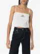 Miu Miu ribbed embroidered logo crop top