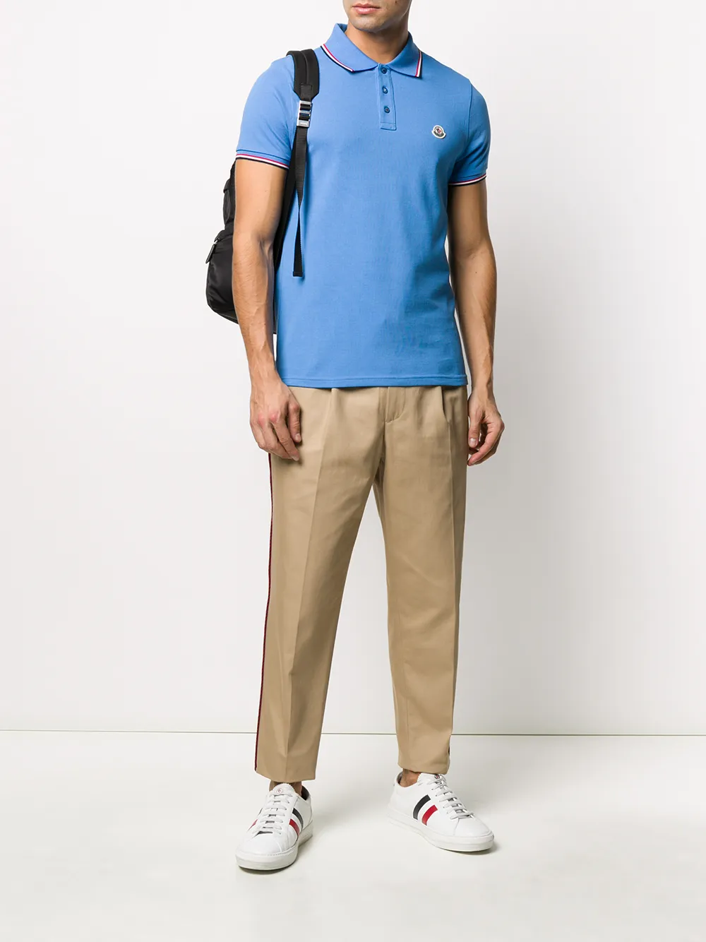 фото Moncler брюки с поясом на шнурке и контрастными полосками