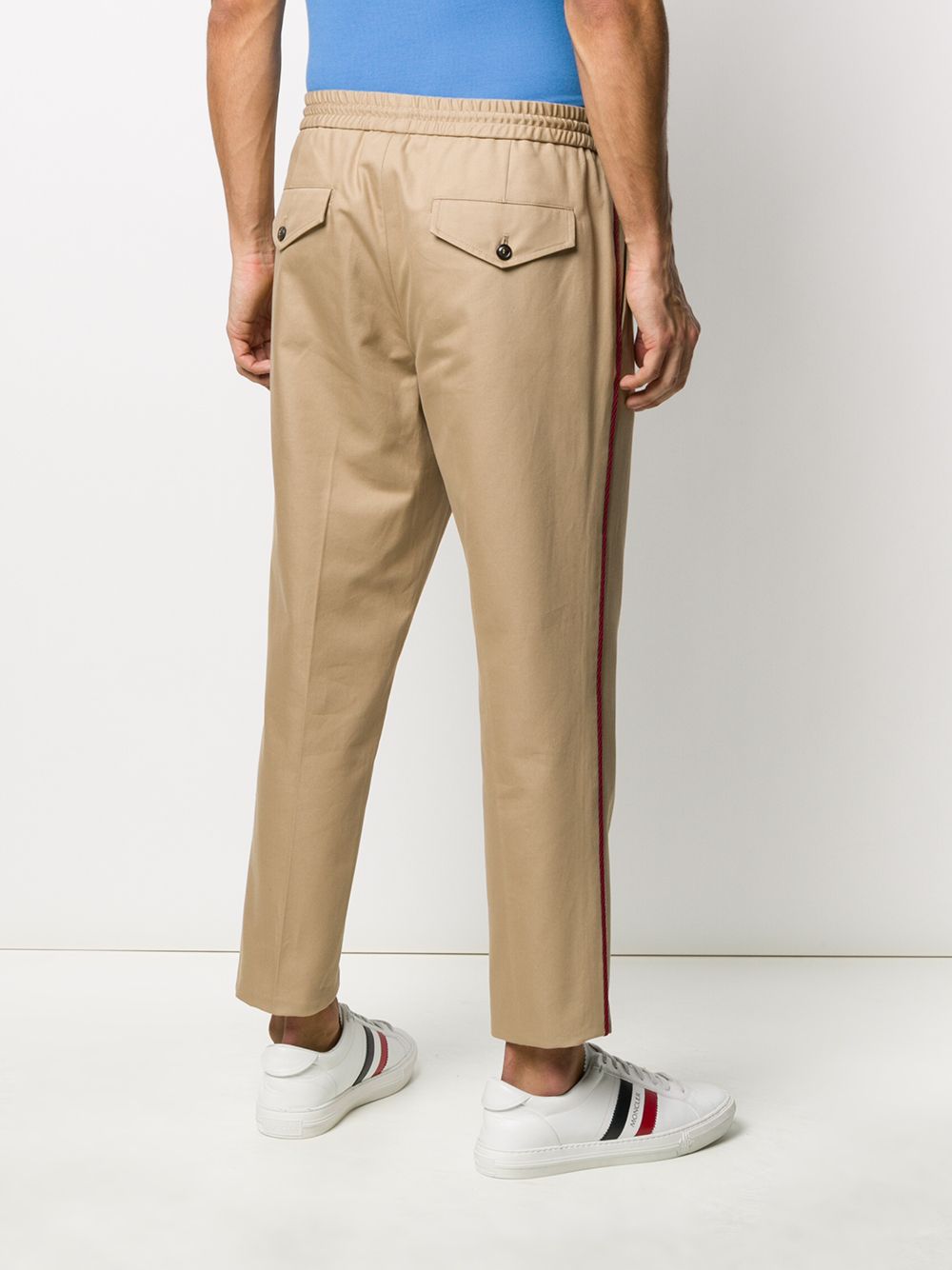 фото Moncler брюки с поясом на шнурке и контрастными полосками