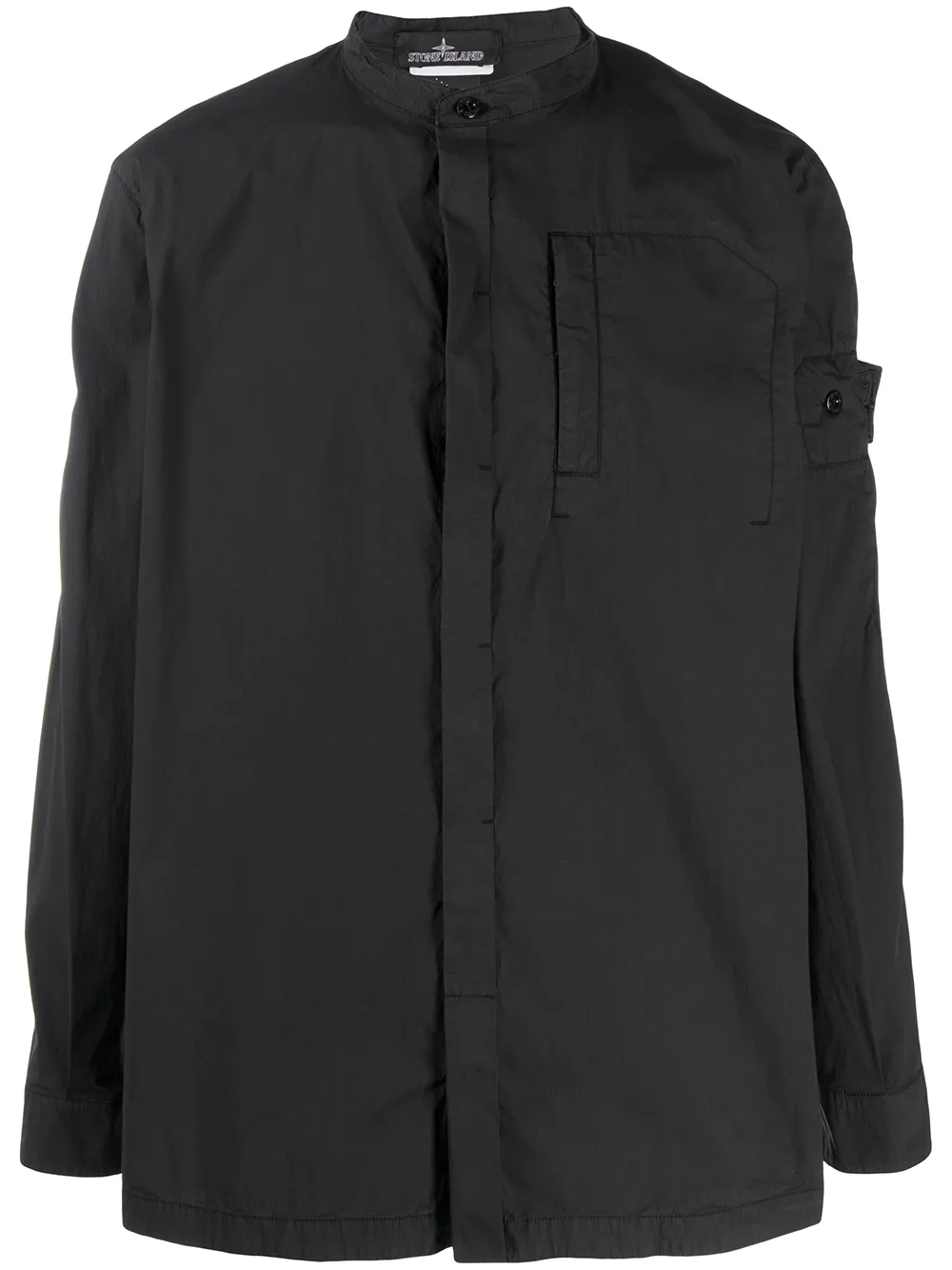 Stone  shadow project シャツ　値下げしました。 Stone Island Shadow Project Plain Mandarin Collar Shirt In 黑色