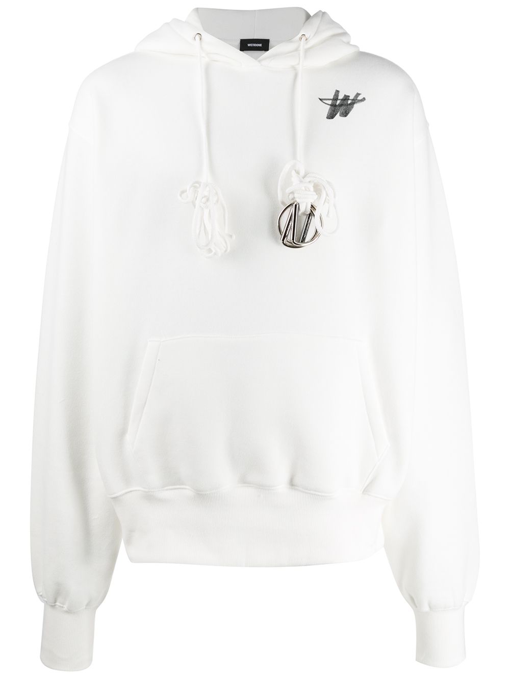 фото We11done logo-print loose-fit hoodie