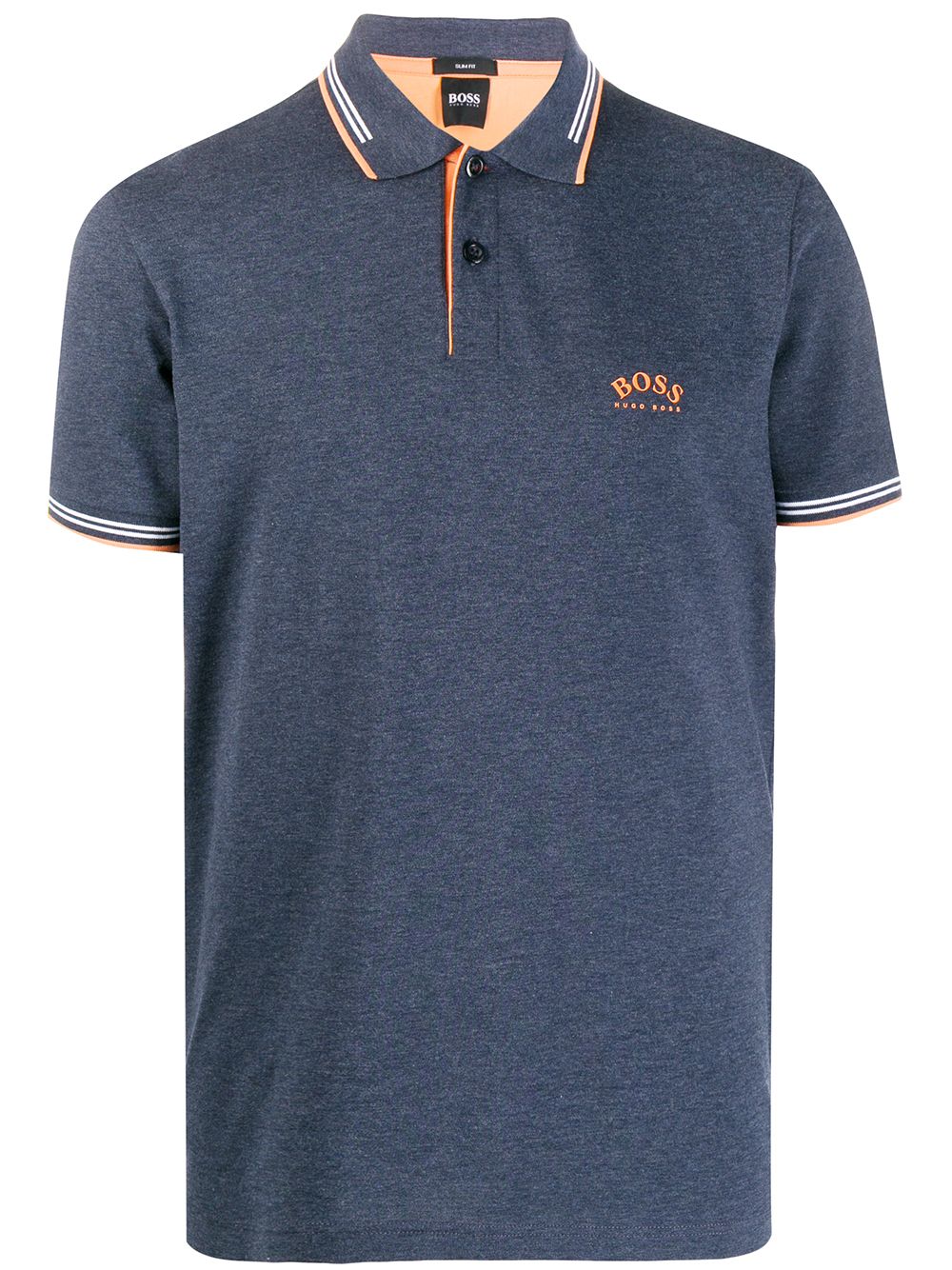 Shop Hugo Boss Striped Trim Slim-fit Polo Shirt In Blue