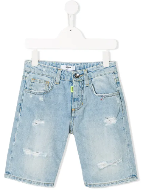 MSGM Kids short en denim à effet usé