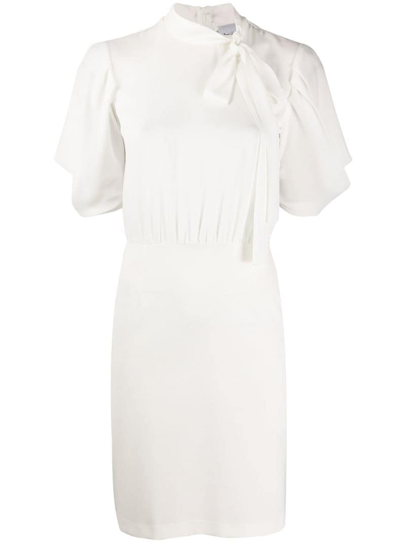 Be Blumarine Tied-neck Fitted Dress In White