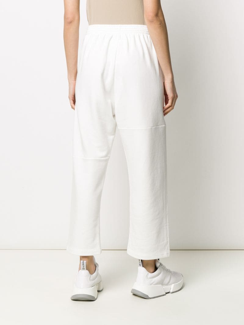 Shop Mm6 Maison Margiela Cropped Straight Track Pants In White