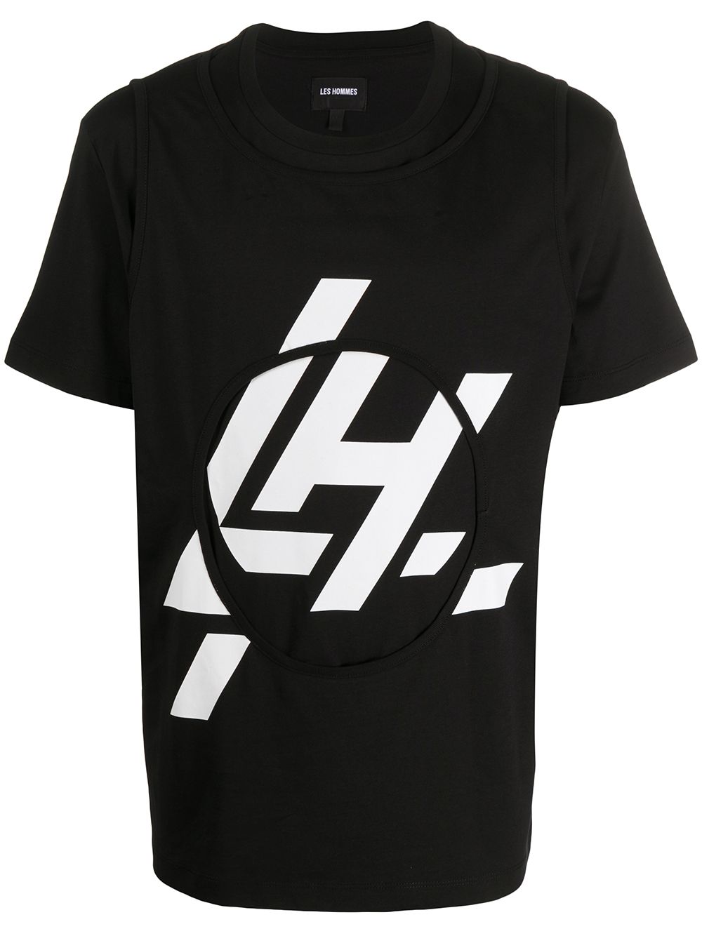 Les Hommes Layered Logo T In Black