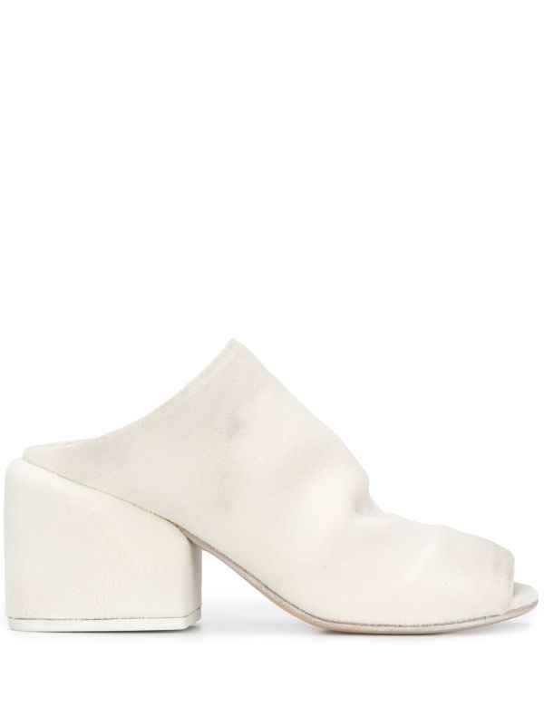 open toe block heel mules