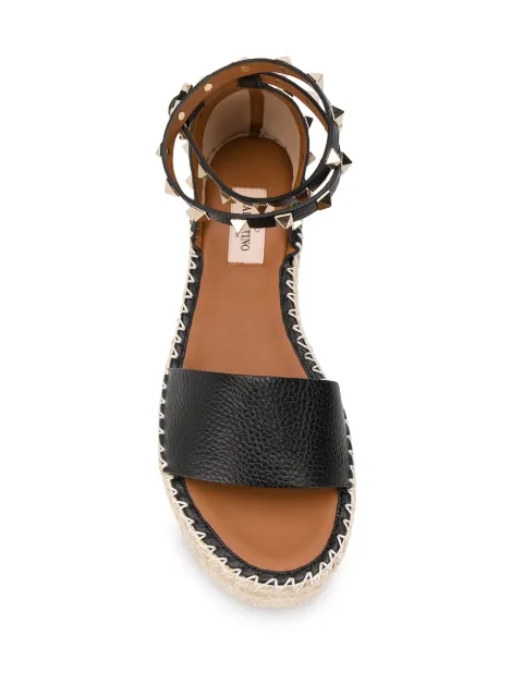 valentino garavani rockstud flatform leather espadrille sandals