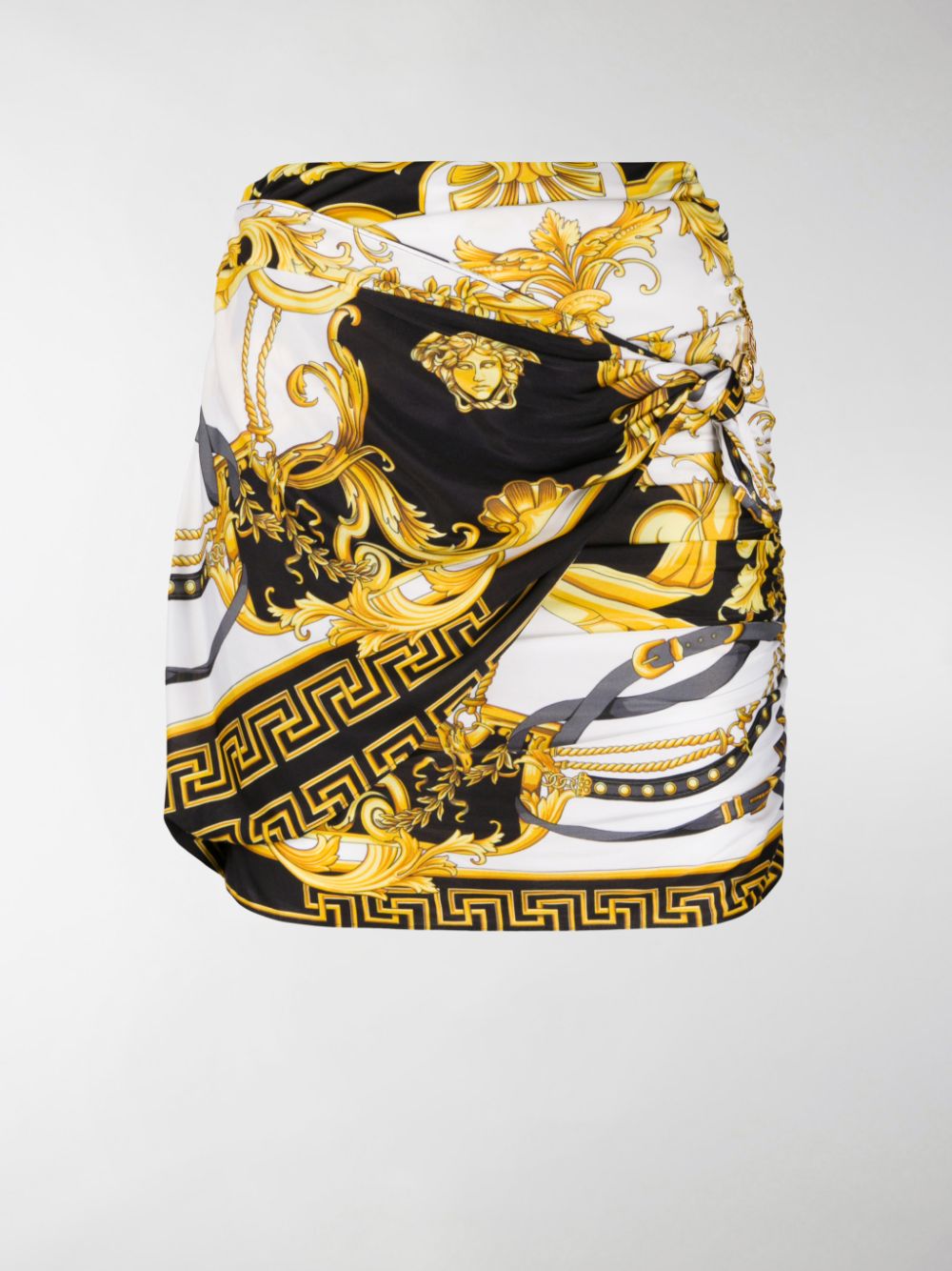 VERSACE BAROCCO PRINT GATHERED SKIRT,A85613A23325115009201