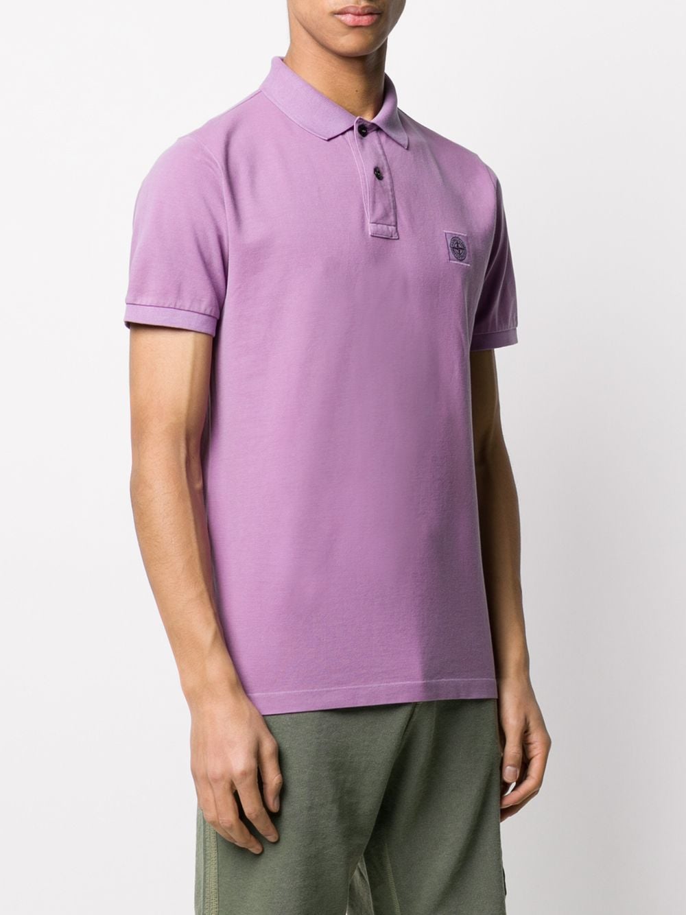 Shop Stone Island Compass Logo Patch Polo Shirt In Purple