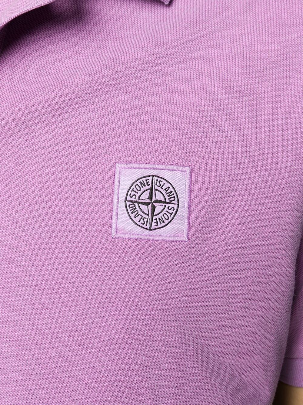 Shop Stone Island Compass Logo Patch Polo Shirt In Purple