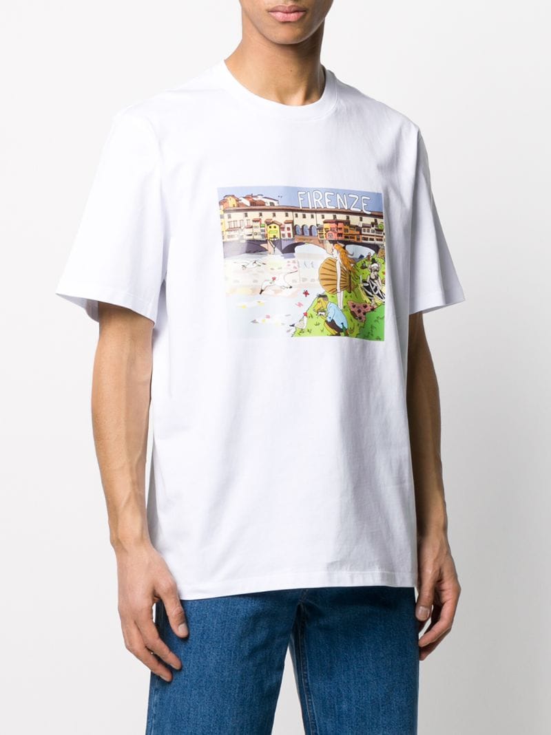 Shop Msgm Firenze Print T-shirt In White