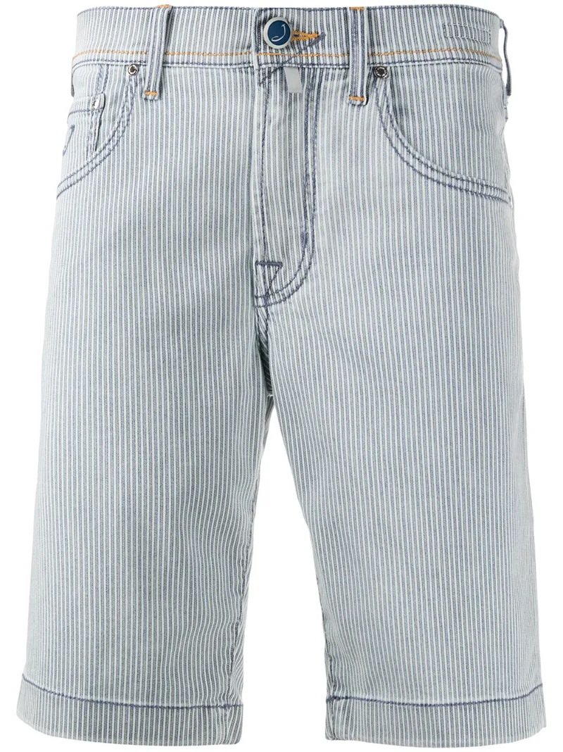 Jacob Cohen Handkerchief Detail Denim Shorts In Blue