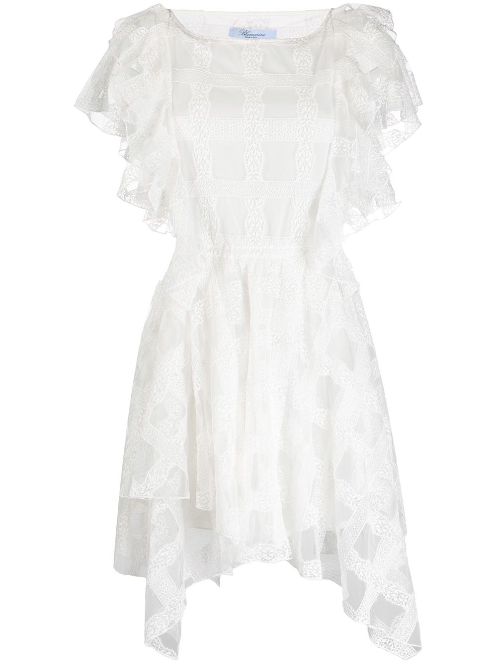 Shop Blumarine Sheer Pattern Dress In White