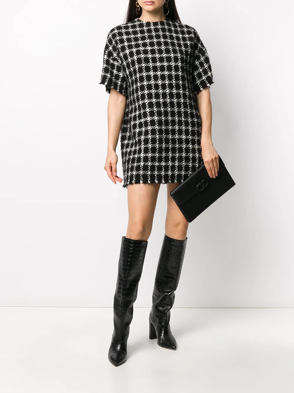 Image 2 of Valentino tweed checkered mini dress