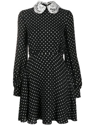 Valentino Garavani Lace Collar Polka Dot Dress - Farfetch