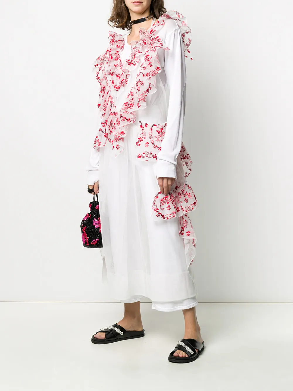 Simone Rocha Jurk met ruche afwerking - Wit