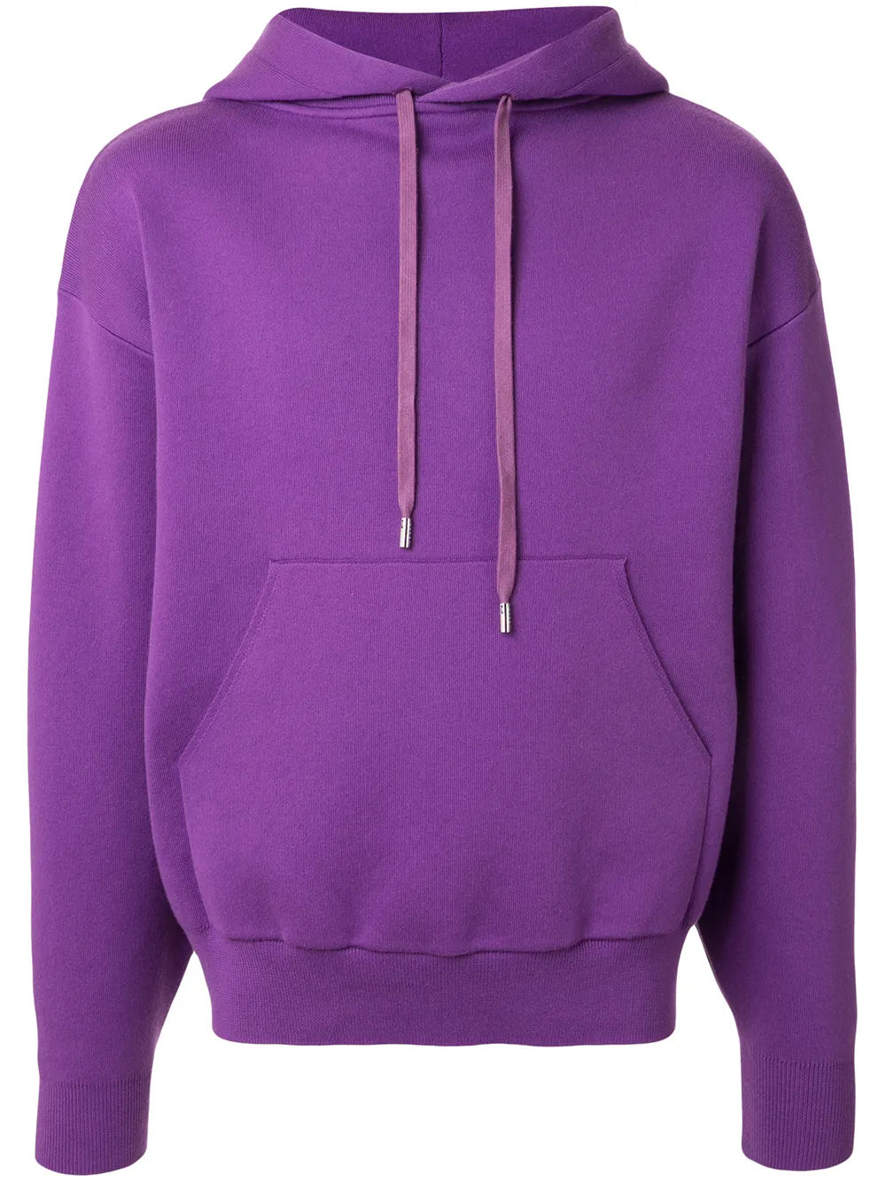 Caban Fine Knit Drawstring Hoodie In Purple