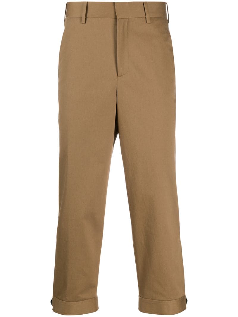 Neil Barrett Zipped-detail Cropped Chinos In Brown