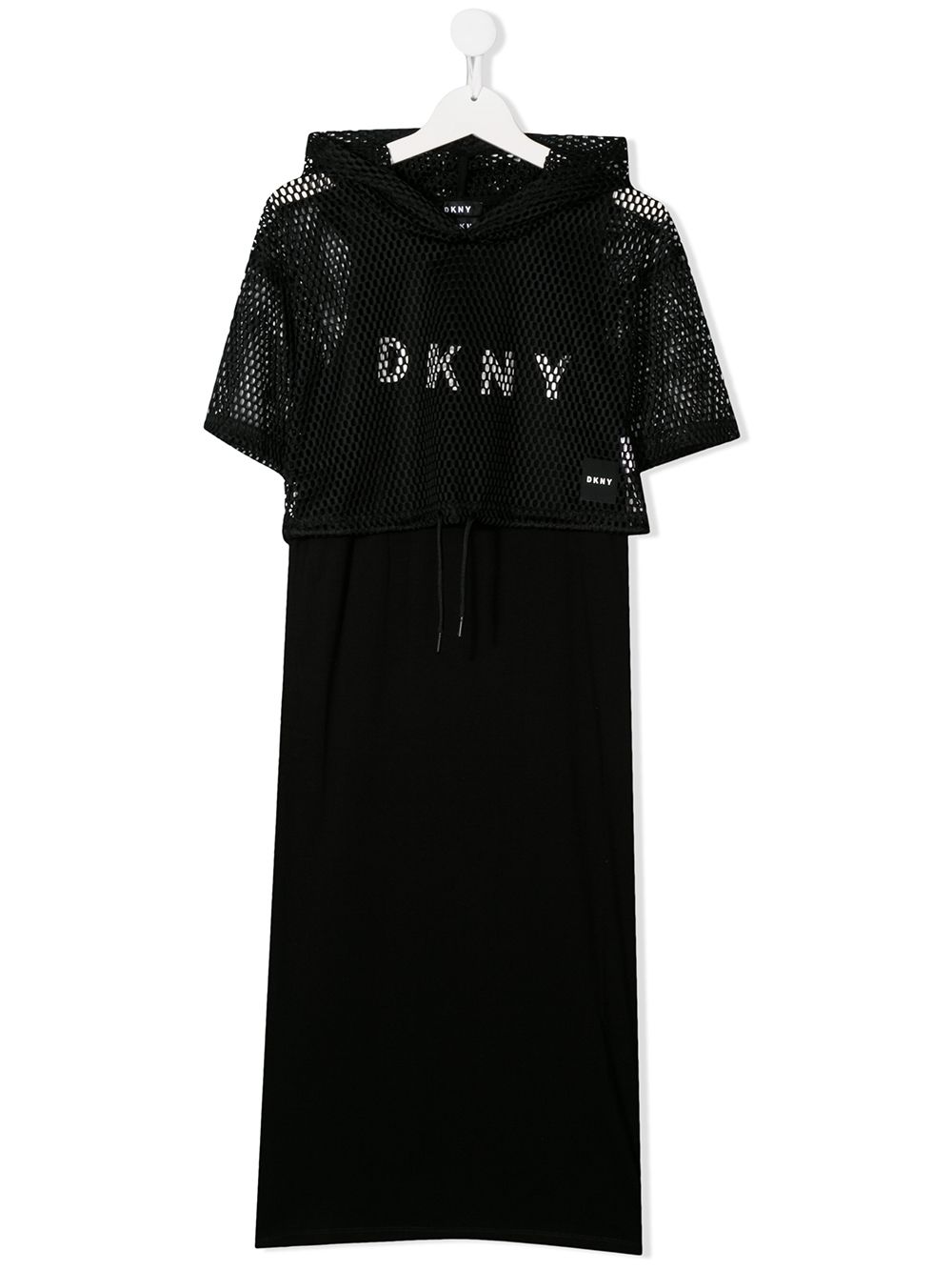 фото Dkny kids платье с сетчатой вставкой и капюшоном