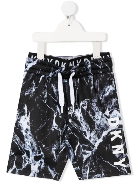 Dkny Kids drawstring marble print shorts