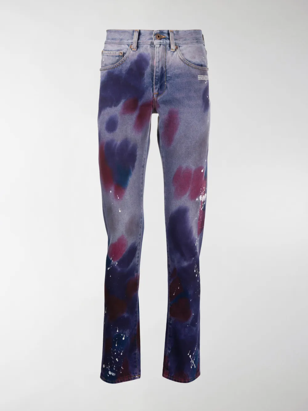 Off-white Vintage Paint Slim Cotton Denim Jeans In Blue