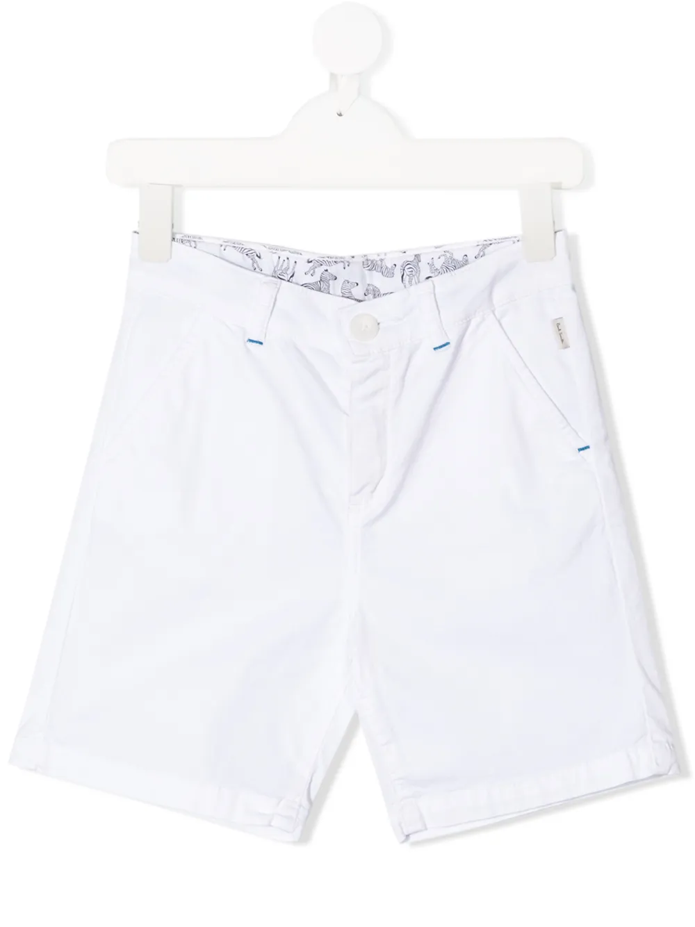 Shop Paul Smith Junior Zebra Denim Shorts In White