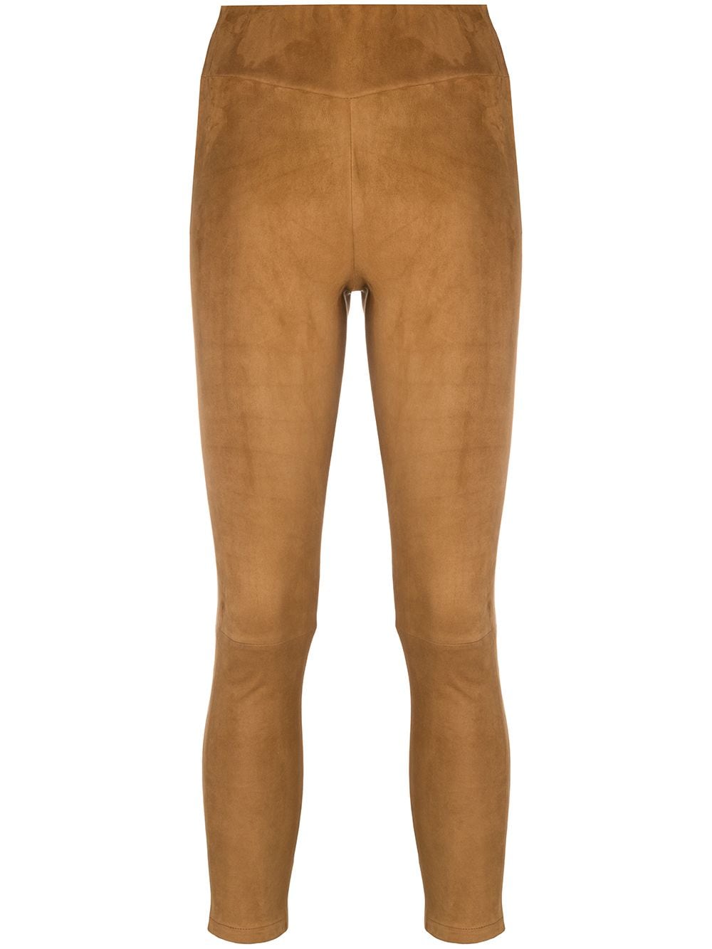 Arma Cropped Suede Leggings In Brown