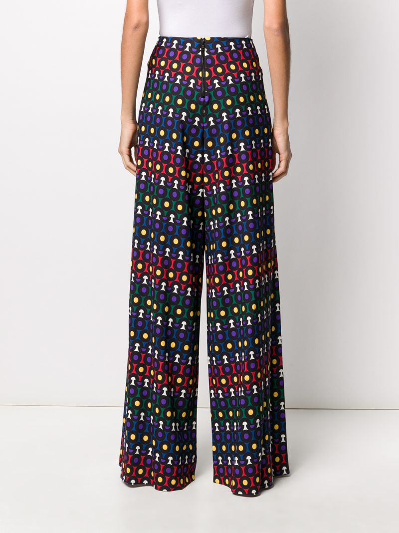 Shop Alice And Olivia Geometric Wide-leg Trousers In Black