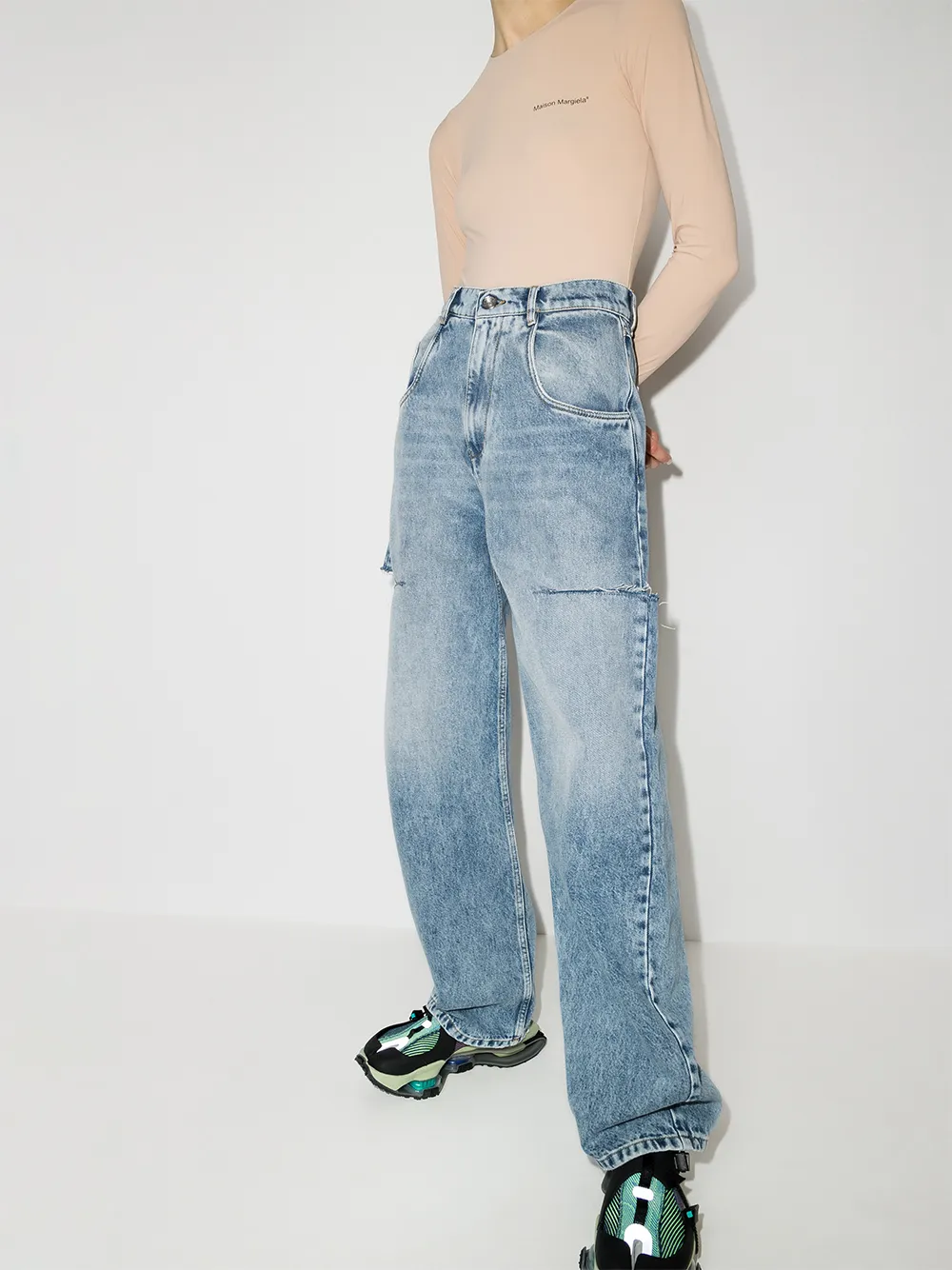 фото Maison margiela джинсы прямого кроя с разрезами