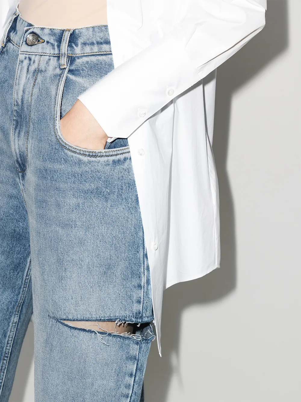 фото Maison margiela джинсы прямого кроя с разрезами