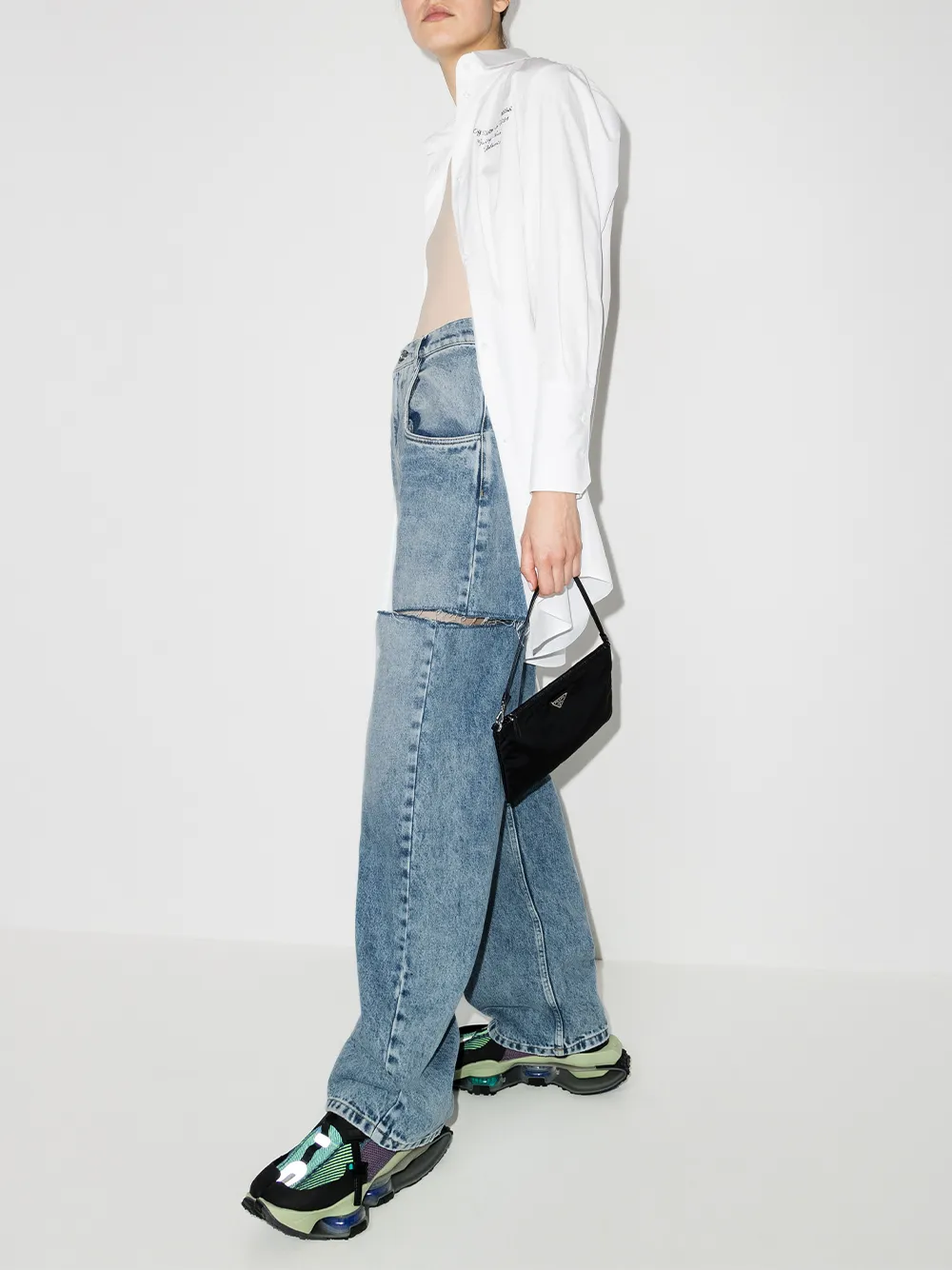 фото Maison margiela джинсы прямого кроя с разрезами