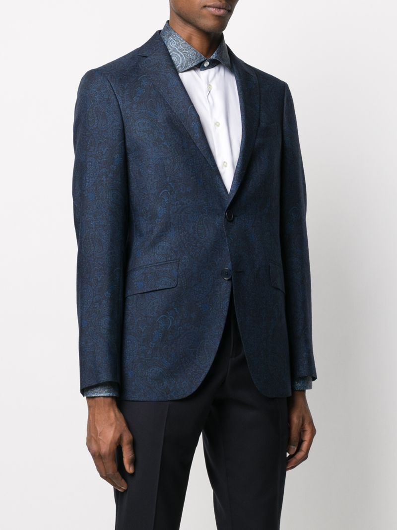 Shop Etro Fitted Single-breasted Blazer In Blue