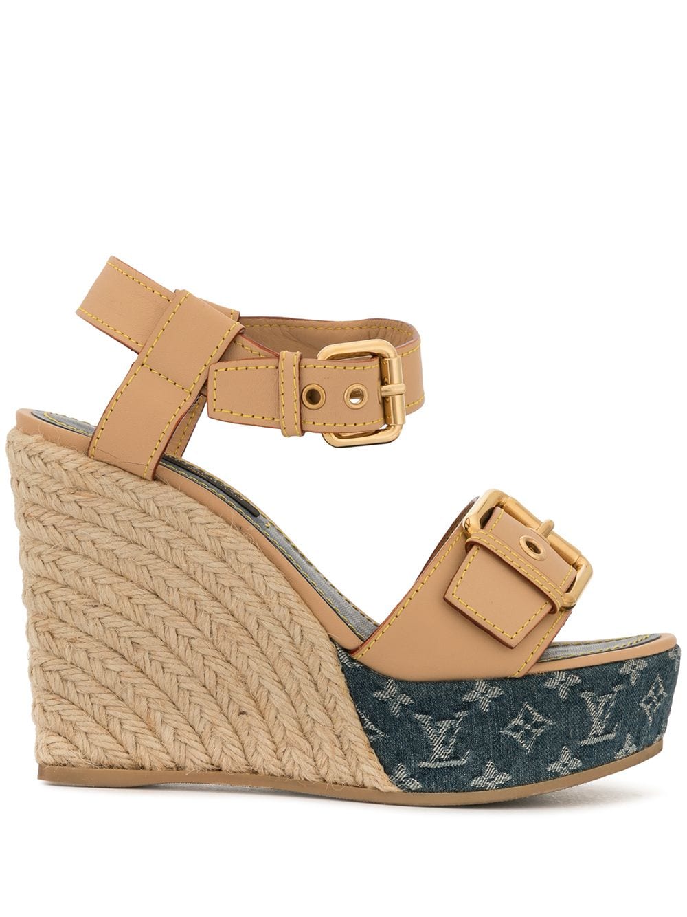 Louis Vuitton Logo Wedge Sandals - Farfetch