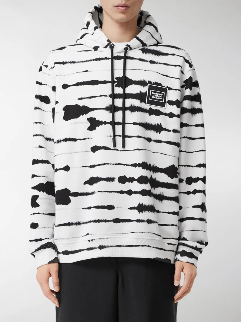 Burberry abstract print hoodie white | MODES