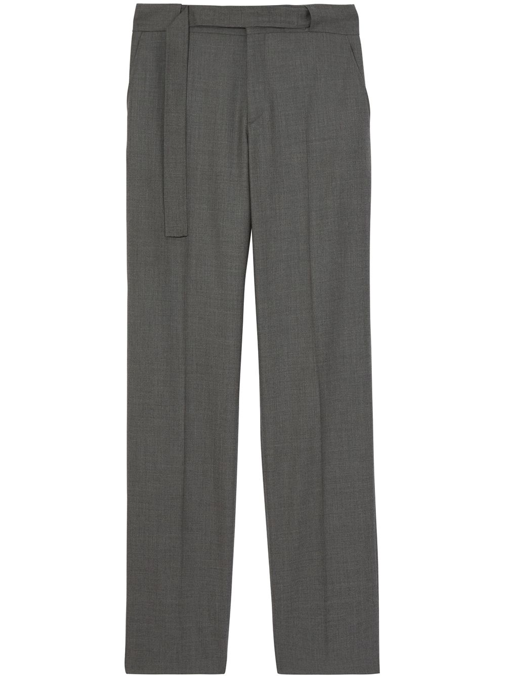 Shop Burberry Belted Tailored Trousers In Grey