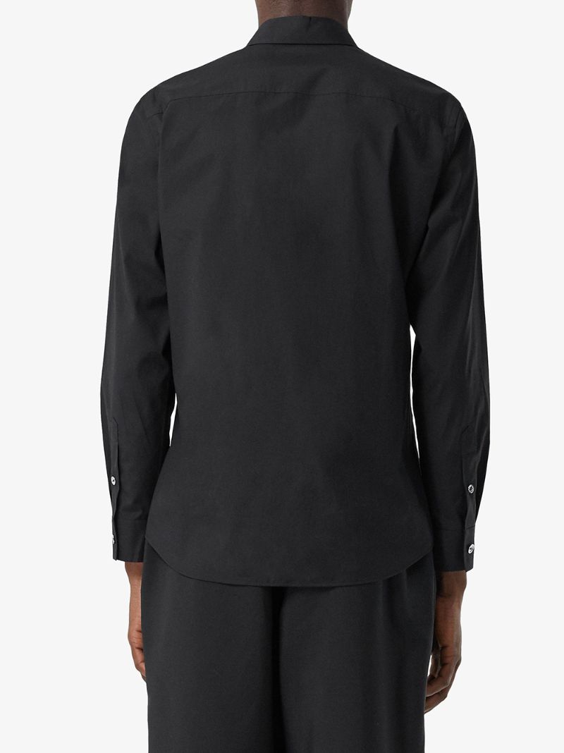 Shop Burberry Embroidered Monogram Shirt In Black