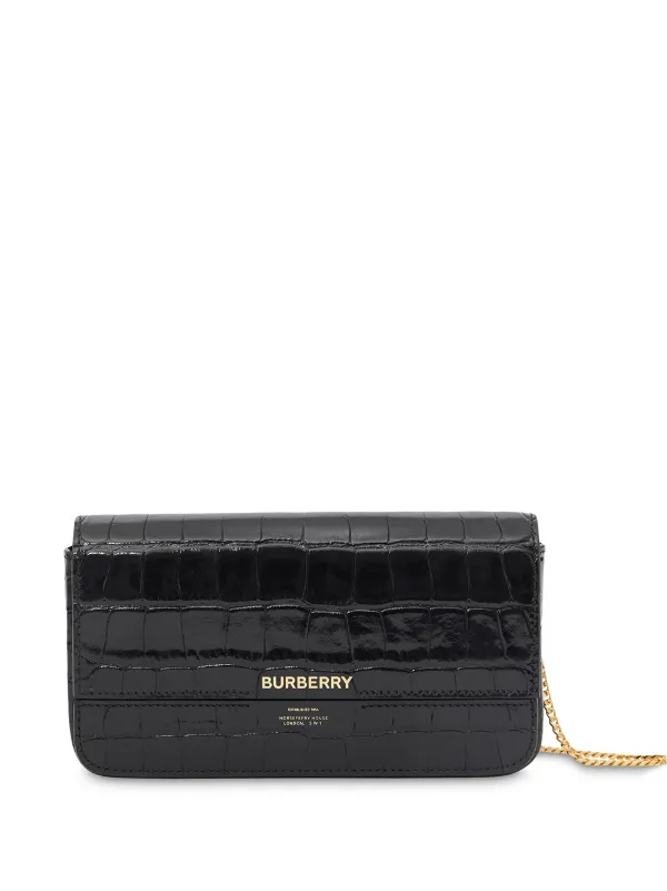 burberry embossed leather wallet with chain