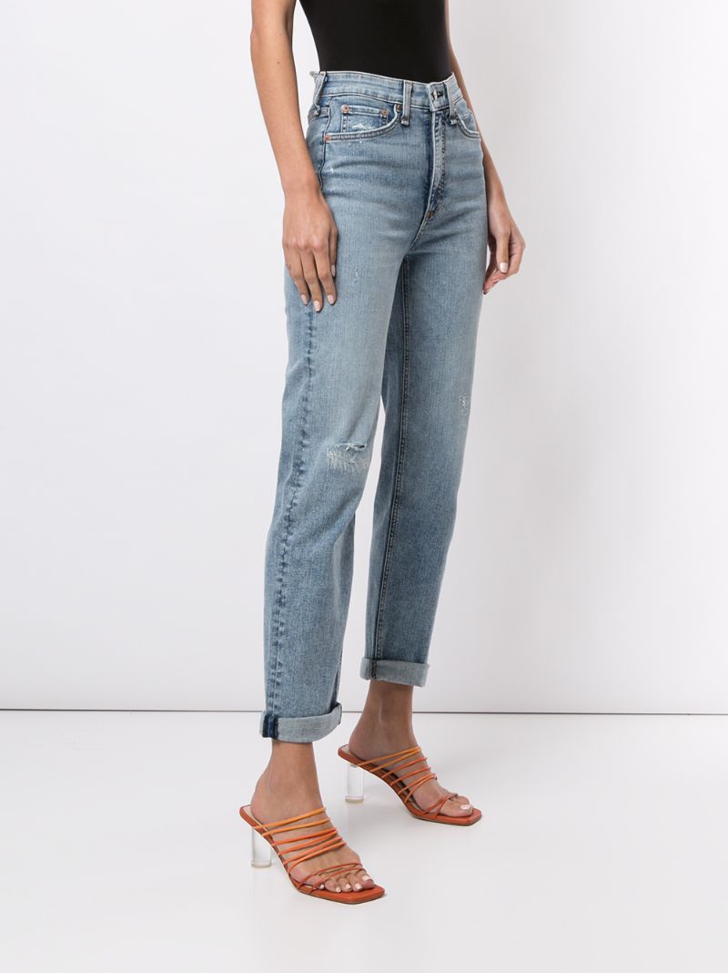 Shop Rag & Bone Mid Rise Straight Jeans In Blue