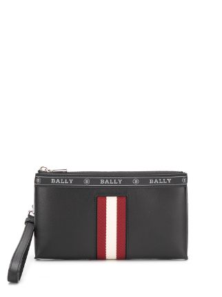 Bally Logo Tape Clutch Bag In Black