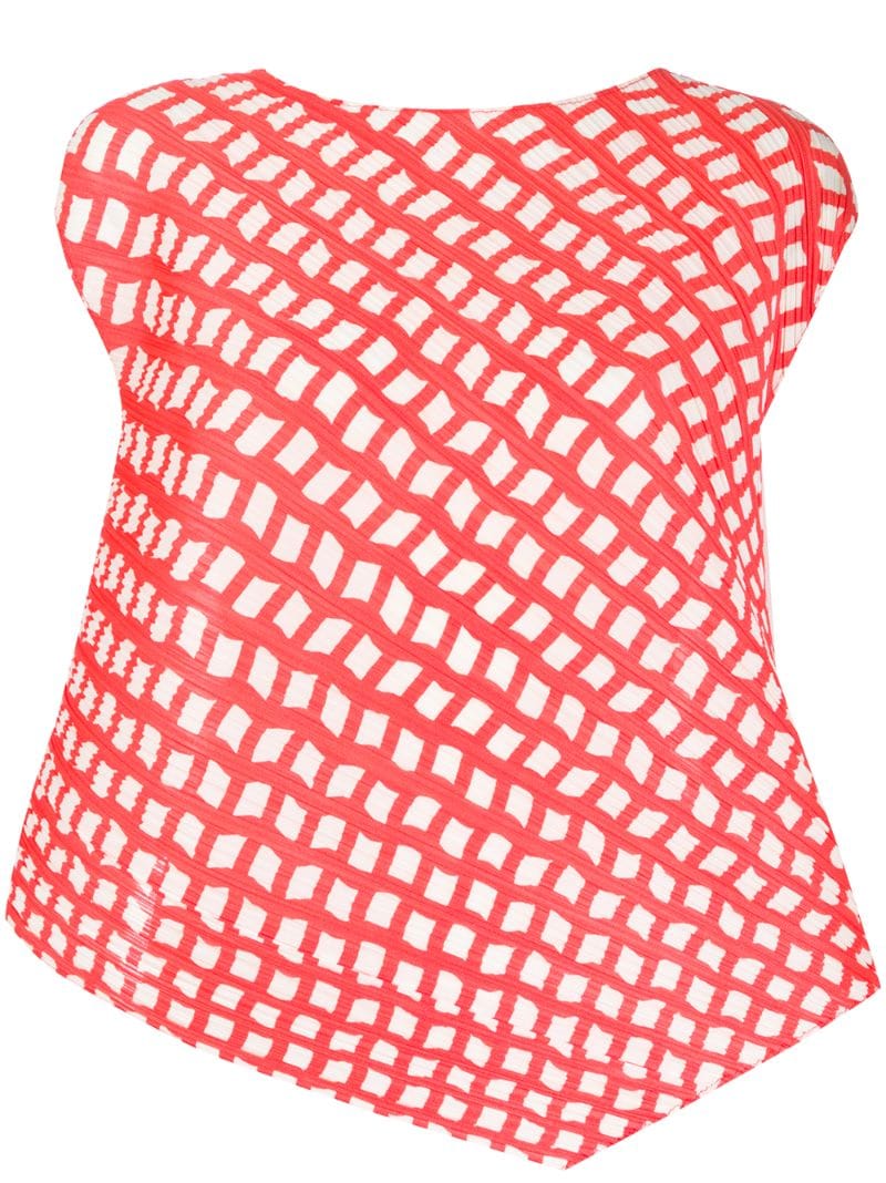 Issey Miyake Patterned Pleated Blouse In Red