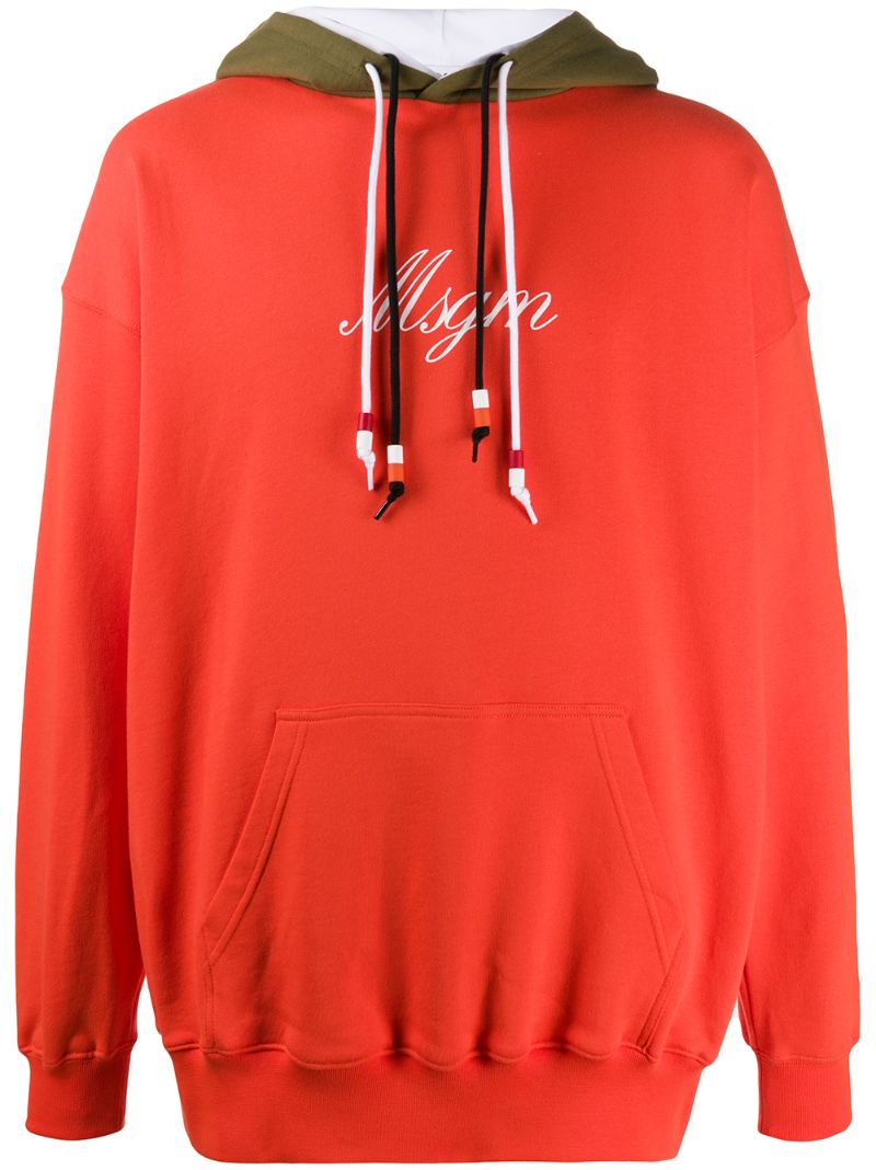 Shop Msgm Oversized Logo-print Hoodie In Orange